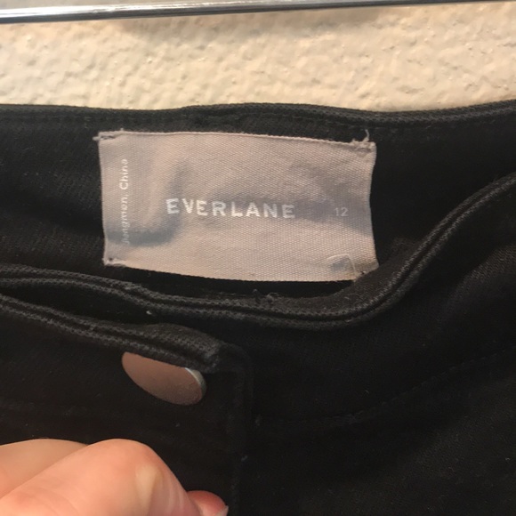 Everlane Wide Leg Crop Pants 12 Raw Hem Black - Picture 3 of 4